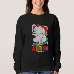Awareness Elephant Mom Wearing Earrings Autism Hea Sweatshirt