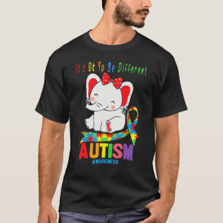 Awareness Elephant Mom Wearing Earrings Autism Hea T-Shirt