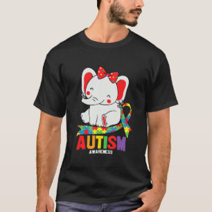 Awareness Elephant Mom Wearing Earrings Autism Hea T-Shirt