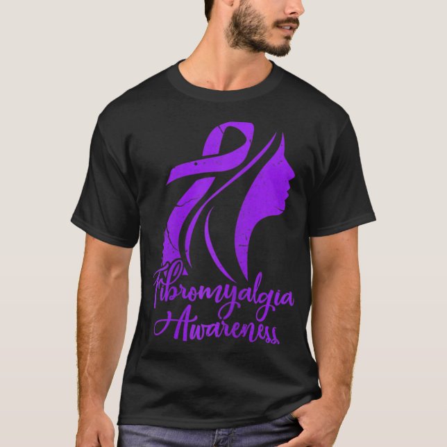 Awareness Fibro Warrior Fighter Patient Grunge  T-Shirt (Front)