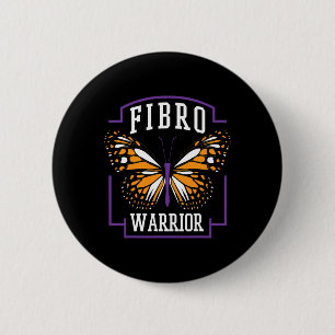 Awareness Fibro Warrior Graphic Butterfly 2 Inch Round Button