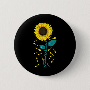 Awareness Fibro Warrior Graphic Sunflower 2 Inch Round Button