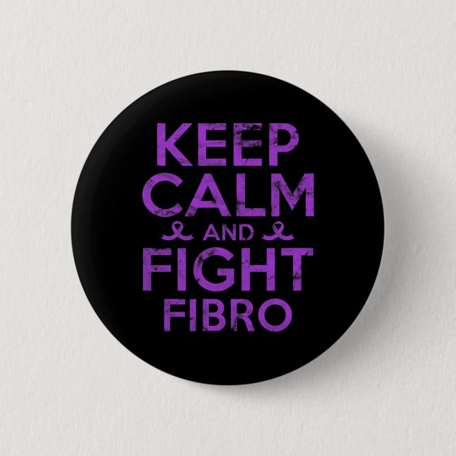 Awareness Fight Fibro Fighter Warrior Grunge  2 Inch Round Button (Front)