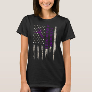 Awareness Flag Pruple Ribbon Addiction Recovery 2 T-Shirt