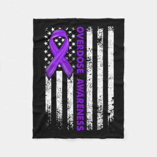 Awareness Flag Purple Ribbon Addiction Recovery 1  Fleece Blanket
