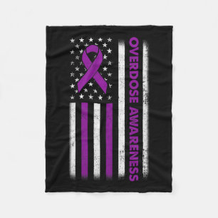 Awareness Flag Purple Ribbon Addiction Recovery 2  Fleece Blanket