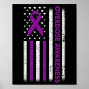 Awareness Flag Purple Ribbon Addiction Recovery 2  Poster