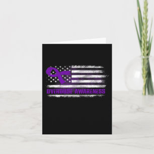 Awareness Flag Purple Ribbon Addiction Recovery 3 Card