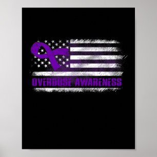 Awareness Flag Purple Ribbon Addiction Recovery 3  Poster