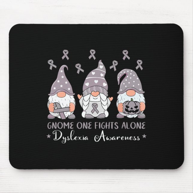 Awareness Gift Gnome One Fights Alone Silver Ribbo Mouse Pad (Front)
