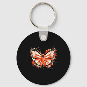 Awareness Gifts Orange Ribbon Butterfly Keychain