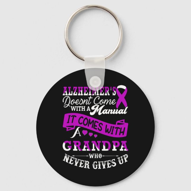 Awareness Grandpa Support Heimer Warrior  Keychain (Front)