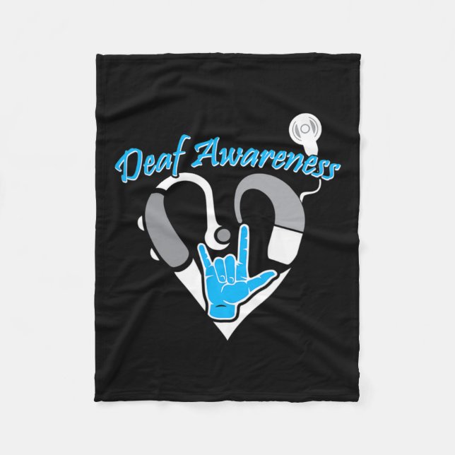 Awareness Hearing Aid Asl Cochlear Implant  Fleece Blanket (Front)