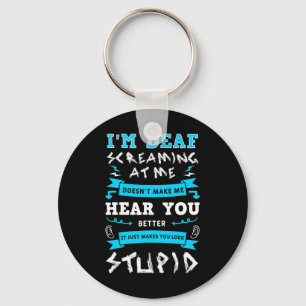 Awareness Hearing Aid Implant Asl Screaming At Me Keychain