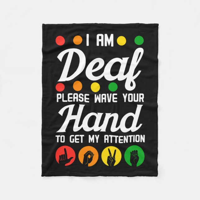 Awareness Hearing Aid Implant Asl Wave Your Hand  Fleece Blanket (Front)