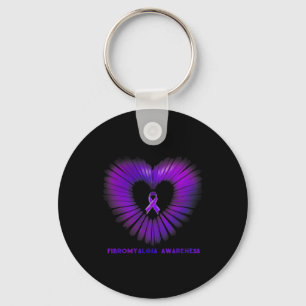 Awareness Heart Purple Ribbon Warriors  Keychain