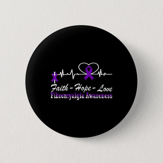 Awareness Heartbeat Christian Cross  2 Inch Round Button (Front)