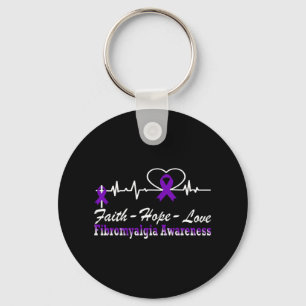 Awareness Heartbeat Christian Cross Keychain