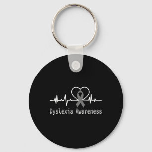 Awareness Heartbeat Dyslexic Support Family Keychain