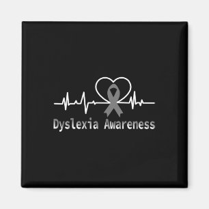 Awareness Heartbeat Dyslexic Support Family  Magnet