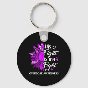 Awareness His Fight Is My Fight Leopard Sunflower Keychain