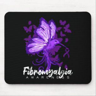 Awareness Hummingbird Holding Purple Ribbon Mouse Pad