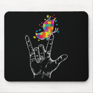 Awareness I Love You Asl Hand Sign Language Butter Mouse Pad