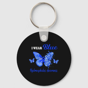 Awareness I Wear Blue Butterfly Keychain