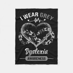 Awareness I Wear Grey Butterfly Heart Fleece Blanket