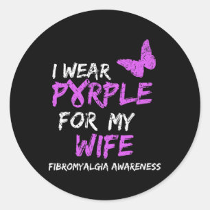 Awareness I Wear Purple For My Wife 3 Classic Round Sticker