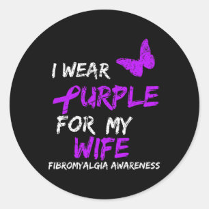 Awareness I Wear Purple For Wife 1  Classic Round Sticker