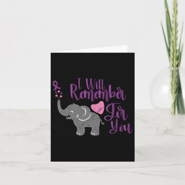 Awareness I Will Remember For You Cute Elephant  Card (Front)