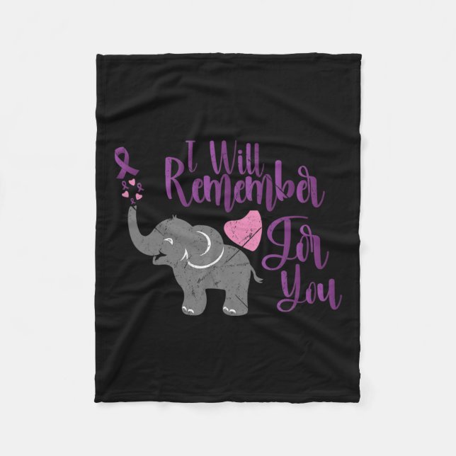 Awareness I Will Remember For You Cute Elephant  Fleece Blanket (Front)