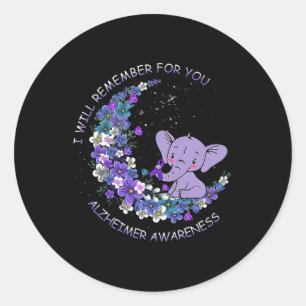 Awareness I Will Remember For You Elephant Moon  Classic Round Sticker
