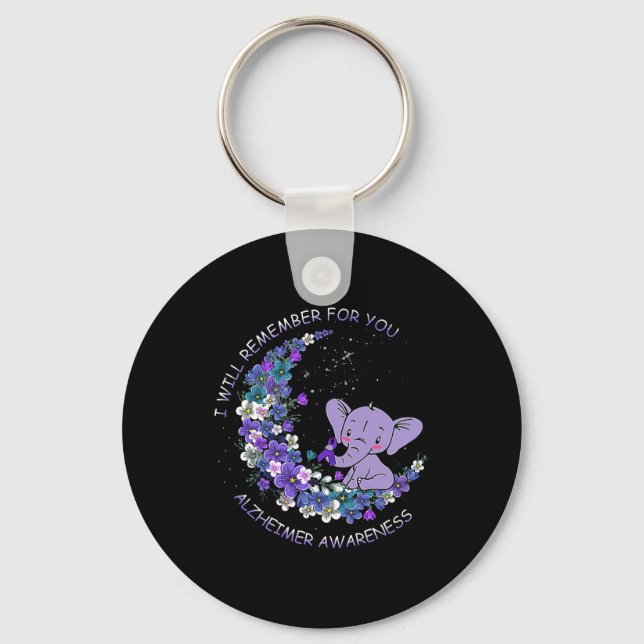 Awareness I Will Remember For You Elephant Moon  Keychain (Front)