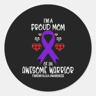Awareness I'm Proud Mom Of Awesome Warrior Classic Round Sticker
