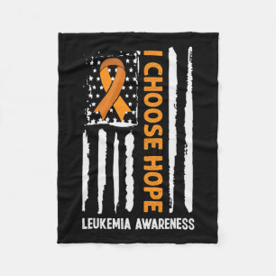 Awareness Leukaemia Cancer Usa Flag Orange Ribbon Fleece Blanket