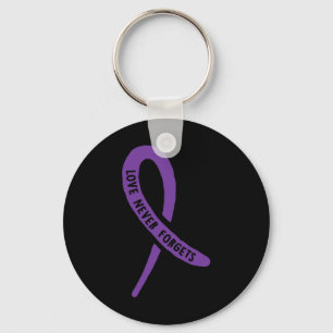 Awareness Love Never Forgets Purple Ribbon Keychain