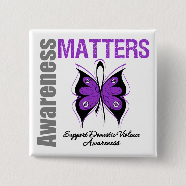 Awareness Matters Domestic Violence 2 Inch Square Button (Front)