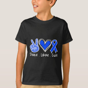 Awareness Month Blue Ribbon Peace Love Cure Faith  T-Shirt