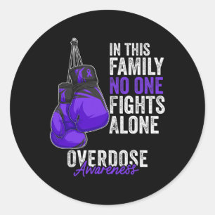 Awareness Month Boxing Gloves Purple Ribbon Classic Round Sticker