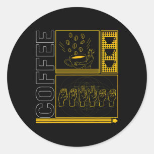 Awareness Month Coffee Asl Lover Trendy Love Deaf Classic Round Sticker