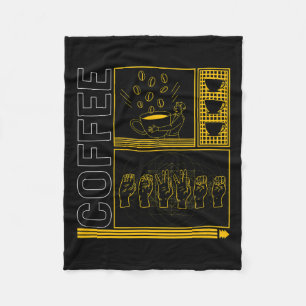 Awareness Month Coffee Asl Lover Trendy Love Deaf Fleece Blanket