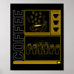 Awareness Month Coffee Asl Lover Trendy Love Deaf  Poster