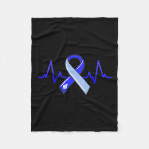 Awareness Month Heartbeat Blue Ribbon Fleece Blanket