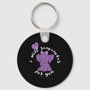 Awareness Month I End Purple Ribbon Elephant 2 Keychain