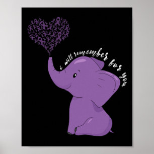 Awareness Month I End Purple Ribbon Elephant Poster
