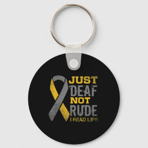 Awareness Month Just Deaf Not Rude Asl Sign Langua Keychain