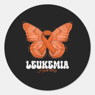 Awareness Month Orange Ribbon Butterfly Classic Round Sticker