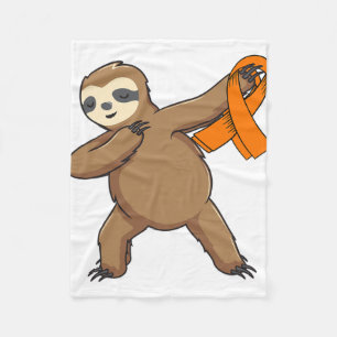 Awareness Month Orange Ribbon Dabbing Sloths Gift  Fleece Blanket